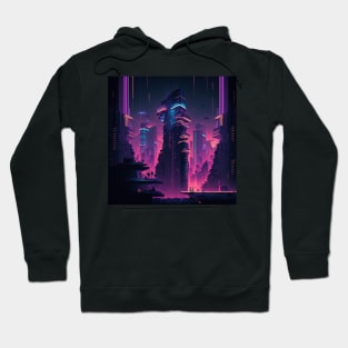 Retrowave Cyberpunk City at Night Hoodie